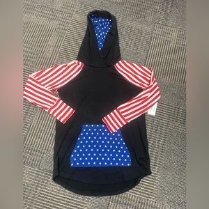 NWT LuLaRoe Amber Hoodie Americana Red White Blue Sz M